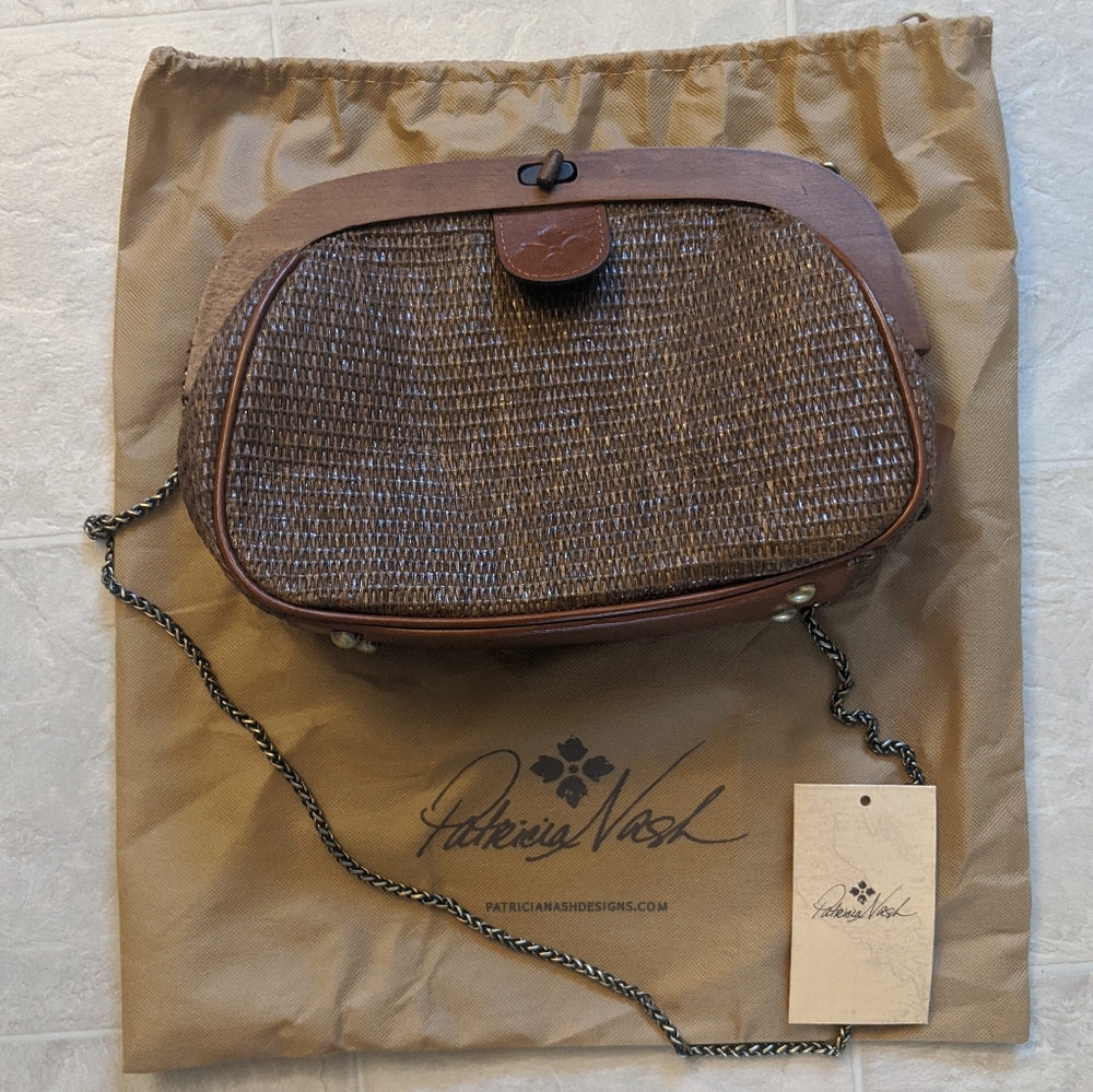 Patricia Nash raffia purse in tobacco brown